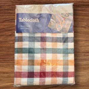 NWT Vtg  HomeTrends 100% Cotton Oblong Plaid Table Cloth-Tavern Check 52 x 70”
